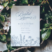 ペリウィンクルエレガントブルーワイルドフラワーブライダルシャワー