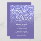 ペリウィンクルオンブルーグリッター Save the Date 招待状 (正面/裏面)