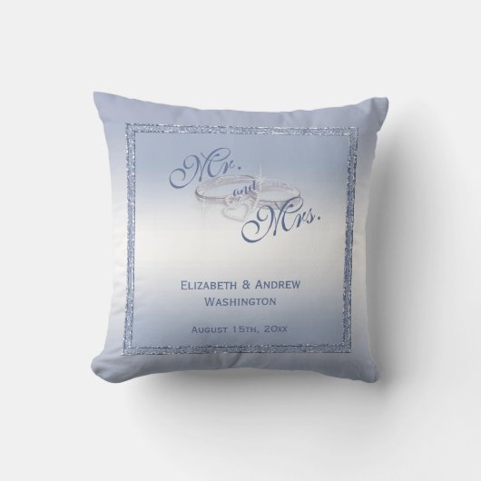 ペリウィンクルグリッター結婚&シルバーリングや輪 クッション (正面)