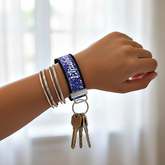 ペリウィンクルグリッター パーソナライズされた リストバンドキーホルダー