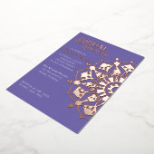 ペリウィンクルゴールドインディアンヘナマンダラブライダルシャワー 箔招待状 (回転した状態)