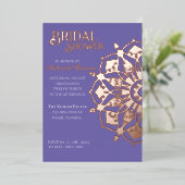 ペリウィンクルゴールドインディアンヘナマンダラブライダルシャワー 箔招待状 (立ち正面)