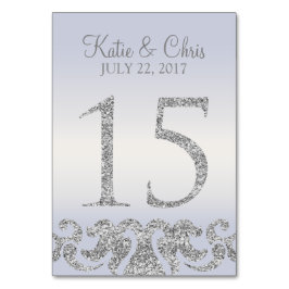 ペリウィンクルシルバーグリッタールックテーブルナンバーズ15 テーブルナンバー