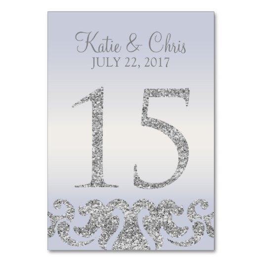 ペリウィンクルシルバーグリッタールックテーブルナンバーズ15 テーブルナンバー (正面)