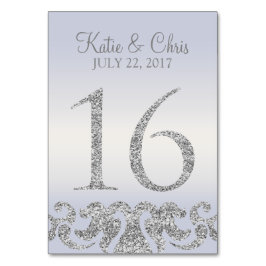 ペリウィンクルシルバーグリッタールックテーブルナンバーズ16 テーブルナンバー