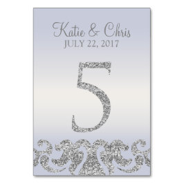 ペリウィンクルシルバーグリッタールックテーブルナンバーズ5 テーブルナンバー