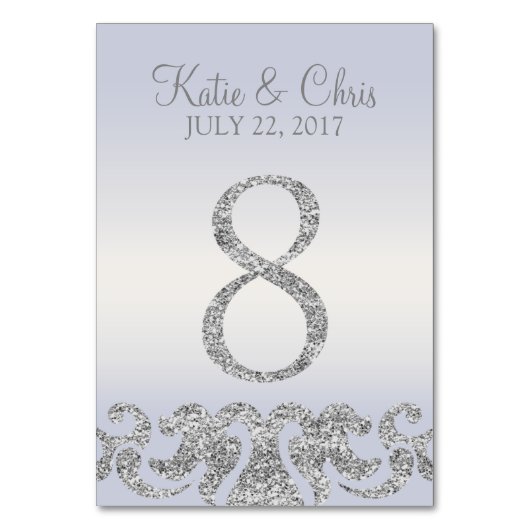 ペリウィンクルシルバーグリッタールックテーブルナンバー8 テーブルナンバー (正面)