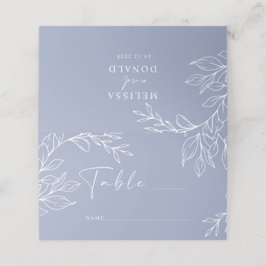 ペリウィンクルシンプルフラワー結婚ズ座席表 プレイスカード (外部開封)