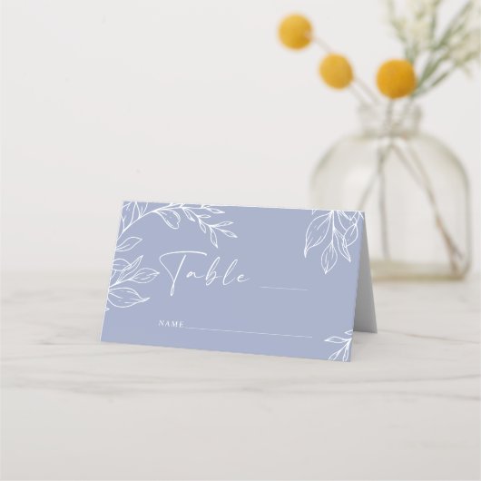 ペリウィンクルシンプルフラワー結婚ズ座席表 プレイスカード (正面)