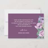 ペリウィンクルジョイパープルピンクフローラロマンチック結婚ズ サンキューカード (裏面)