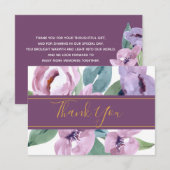 ペリウィンクルジョイパープルピンクフローラロマンチック結婚ズ サンキューカード (正面/裏面)