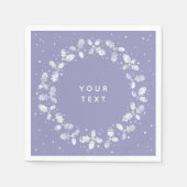 ペリウィンクルハンドプリントホリーリースクリスマス スタンダードカクテルナプキン (正面)