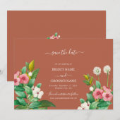 ペリウィンクルバーンオレンジテラコッタ結婚ズ セーブザデート (正面/裏面)