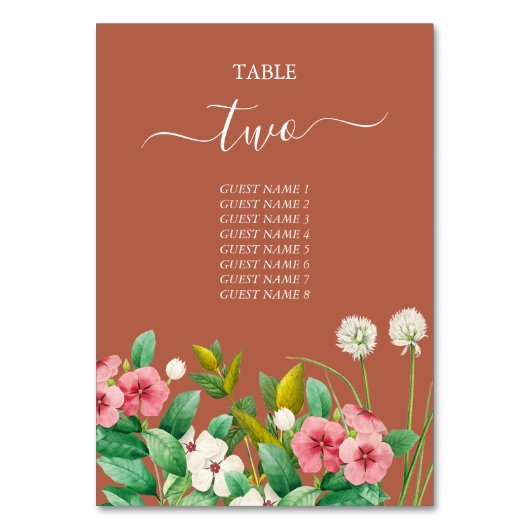 ペリウィンクルバーンオレンジテラコッタ結婚ズ テーブルナンバー (正面)