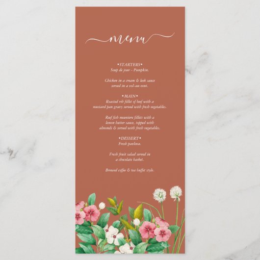 ペリウィンクルバーンオレンジテラコッタ結婚ズ メニュー (正面)