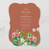 ペリウィンクルバーンオレンジテラコッタ結婚ズ 招待状 (正面/裏面)