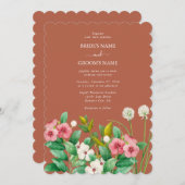 ペリウィンクルバーンオレンジテラコッタ結婚ズ 招待状 (正面/裏面)