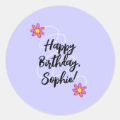 ペリウィンクルパーソナライズされた誕生日シール ラウンドシール (正面)