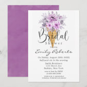ペリウィンクルパープルアイスクリームコーンブライダルシャワーInv 招待状 (正面/裏面)