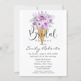 ペリウィンクルパープルアイスクリームコーンブライダルシャワーInv 招待状