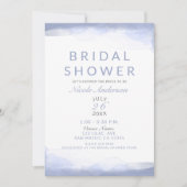 ペリウィンクルパープルウォーター色モダンブライダルシャワー 招待状 (正面)