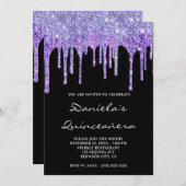 ペリウィンクルパープルグリッタードリップスブラッククインセアニラ 招待状 (正面/裏面)
