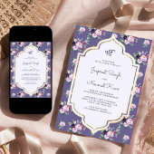 ペリウィンクルパープルフローラアナンドKarajシーク結婚ズ 招待状