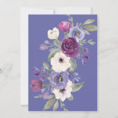 ペリウィンクルパープル明るい赤紫色フローラブライダルシャワーInv 招待状 (裏面)