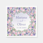 ペリウィンクルピンク水彩フローラ結婚ズ スタンダードカクテルナプキン (正面)