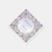ペリウィンクルピンク水彩フローラ結婚ズ スタンダードカクテルナプキン (角)