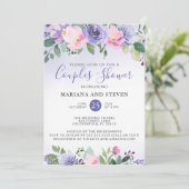 ペリウィンクルピンク結婚フローラカップルシャワー 招待状 (スタンド正面)