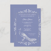 ペリウィンクルピーコックフローリッシュブライダルシャワー 招待状 (正面/裏面)