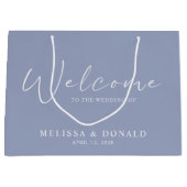 ペリウィンクルフラワーズボホー結婚ウェルカム ラージペーパーバッグ (正面)