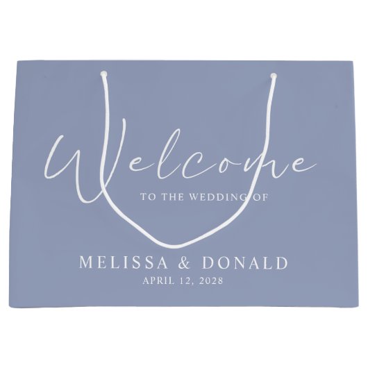 ペリウィンクルフラワーズボホー結婚ウェルカム ラージペーパーバッグ (正面)