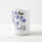ペリウィンクルフローラ開花モダン名前をカスタムする コーヒーマグカップ (中央)