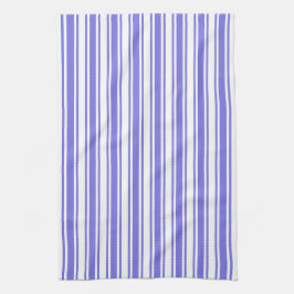 ペリウィンクルブルーとホワイトキャンディストライプー キッチンタオル