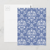 ペリウィンクルブルーとホワイトダマスク ポストカード (正面/裏面)