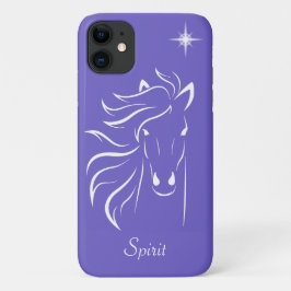 ペリウィンクルブルーのモダンな馬のシルエット画像アート iPhone 11 ケース