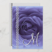 ペリウィンクルブルーのローズ＆レースの結婚式招待状 招待状 (正面/裏面)