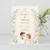 ペリウィンクルブルーの花嫁花婿の結婚式招待状 招待状 (スタンド正面)