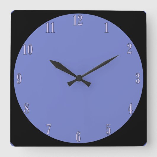 ペリウィンクルブルーウォール時計 スクエア壁時計 (正面)