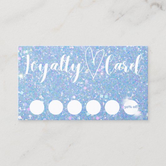 ペリウィンクルブルーグリッターお客様ロイヤリティカード 名刺 (正面)