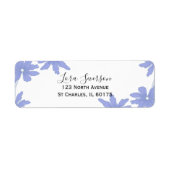 ペリウィンクルブルーデイジーオンホワイト差出人住所 ラベル (正面)