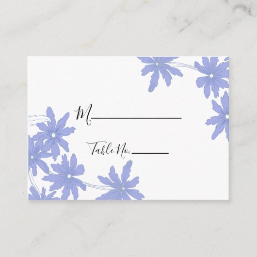 ペリウィンクルブルーデイジー結婚ズ座席表 プレイスカード (正面)