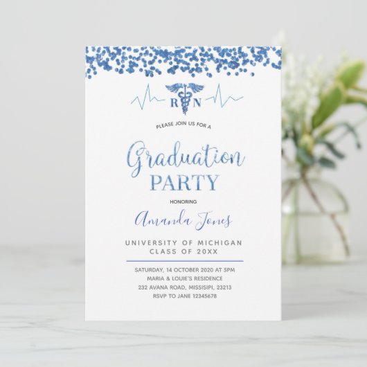 ペリウィンクルブルーナース卒業パーティー招待状 招待状 (スタンド正面)