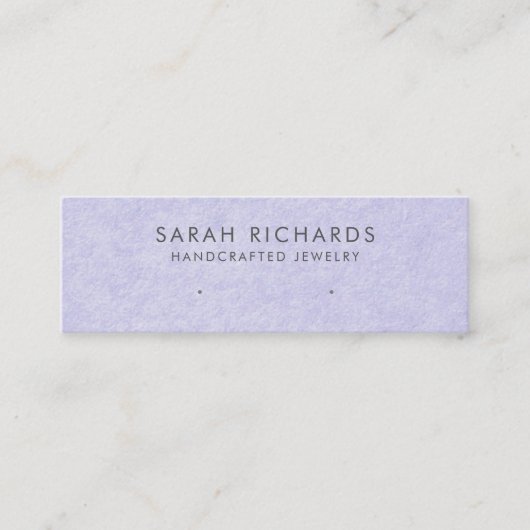 ペリウィンクルブルーパープルジュエリーイヤリングディスプレイ スキニー名刺 (正面)