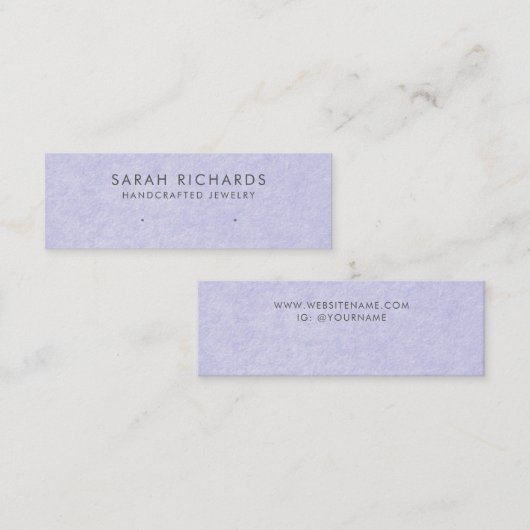 ペリウィンクルブルーパープルジュエリーイヤリングディスプレイ スキニー名刺 (正面/裏面)