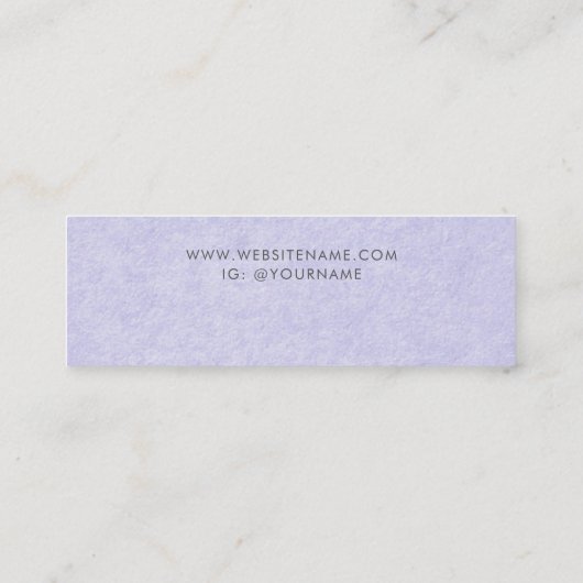 ペリウィンクルブルーパープルジュエリーイヤリングディスプレイ スキニー名刺 (裏面)