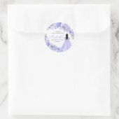 ペリウィンクルブルーフローラキンセアニェララウンドスティッカー ラウンドシール (バッグ)