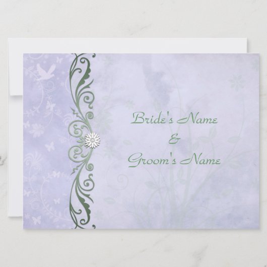 ペリウィンクルブルーフローラ春の結婚式 招待状 (裏面)